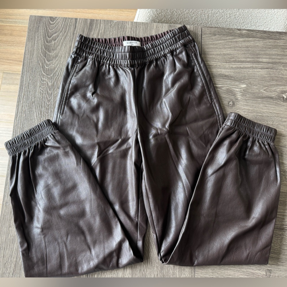 Babaton Chocolate Faux Leather Pants